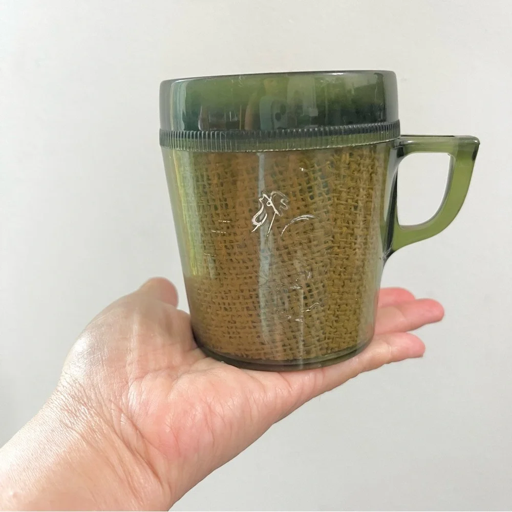 Vintage Green Raffiaware Plastic Cup Single Midcentury Kitchen Homewares